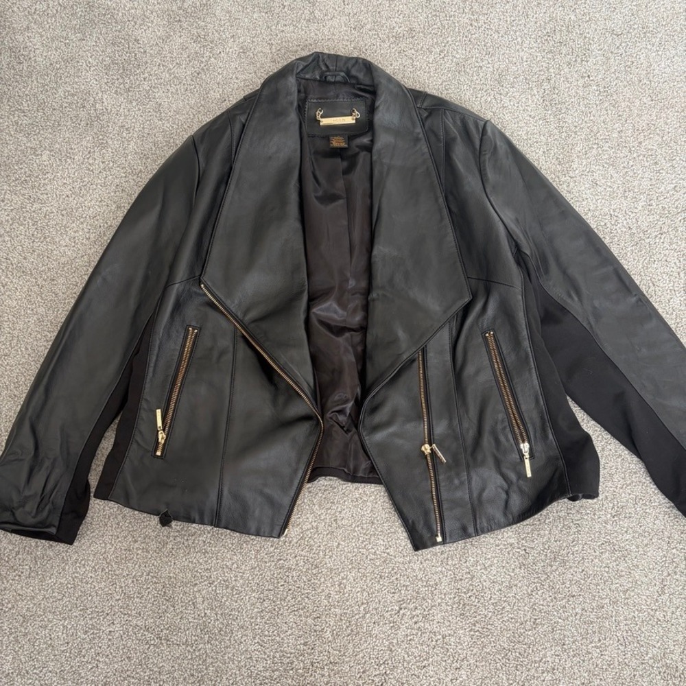 IMAN Leather Moto Jacket Womens 2X Black Chick Grunge Goth Edgy Going Out